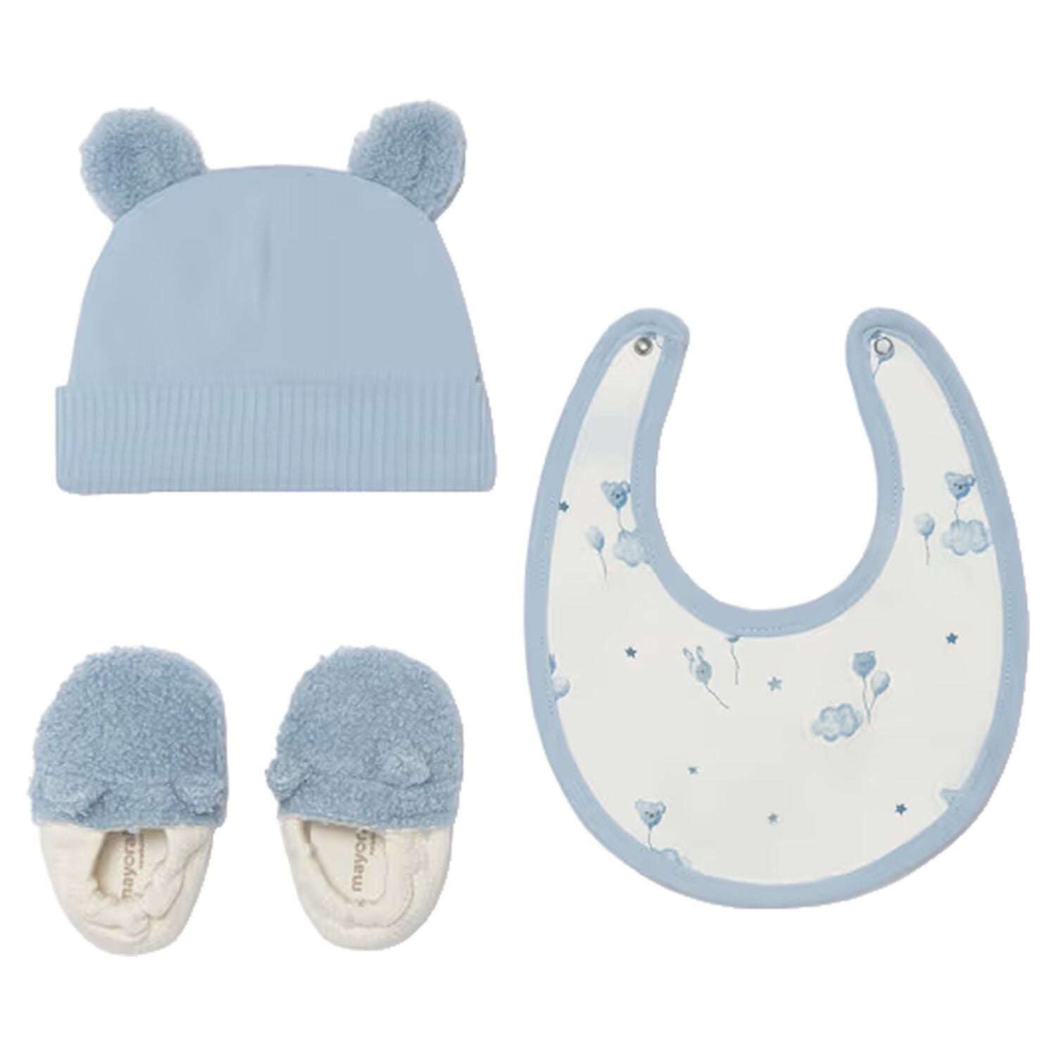 Baby Boys Blue & White Teddy Bear Gift Set, 3, hi-res