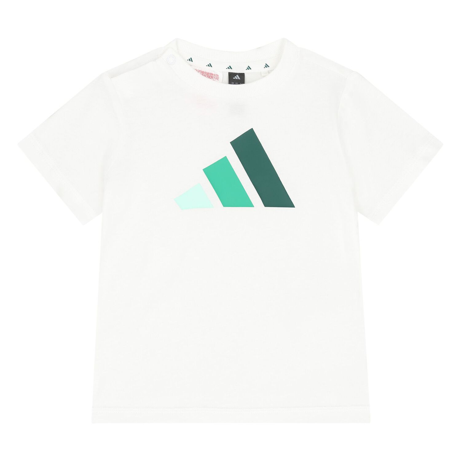 Younger Boys White & Green Logo Shorts Set, 1, hi-res