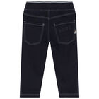 Younger Boys Navy Blue Logo Trousers, 1, hi-res