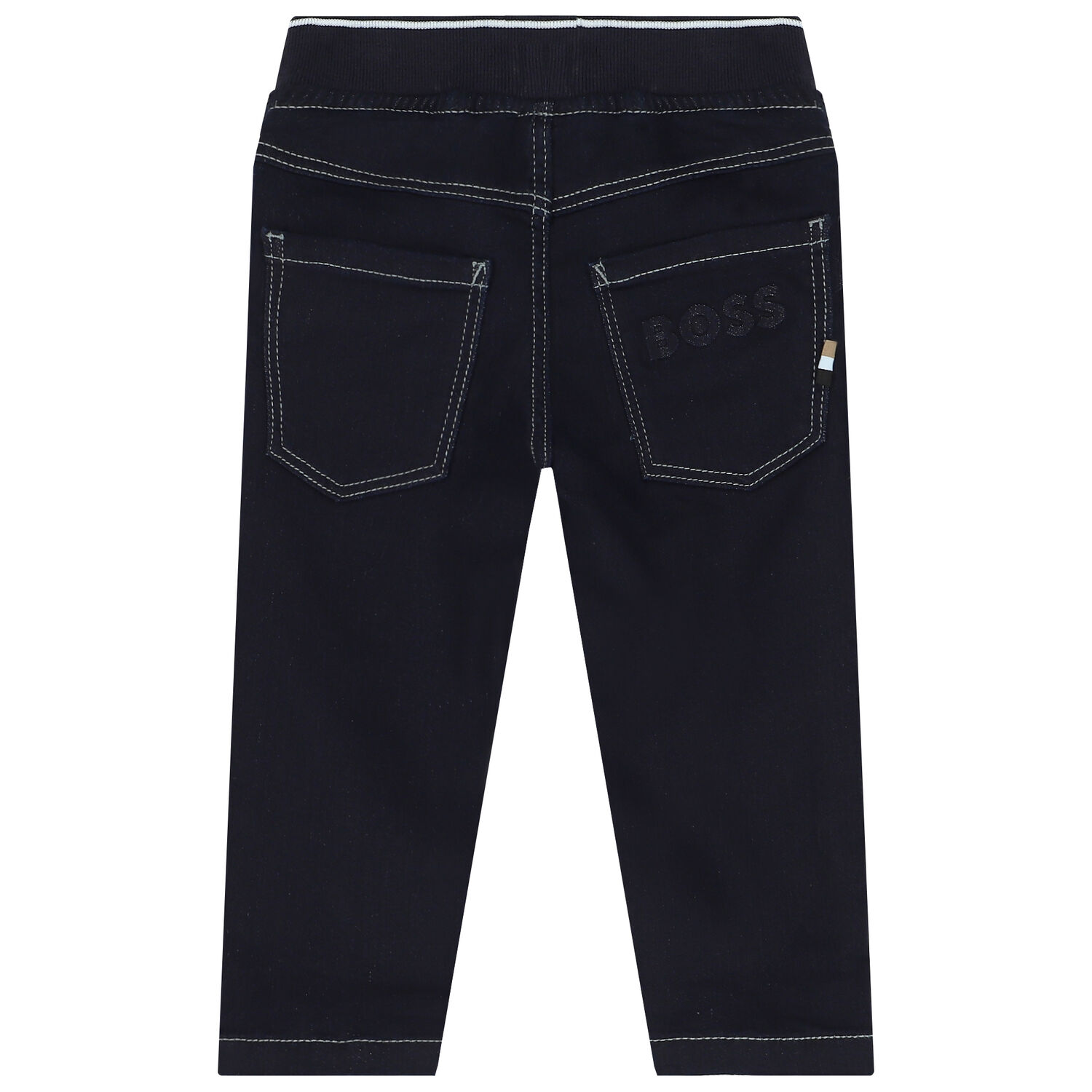 Younger Boys Navy Blue Logo Trousers, 1, hi-res