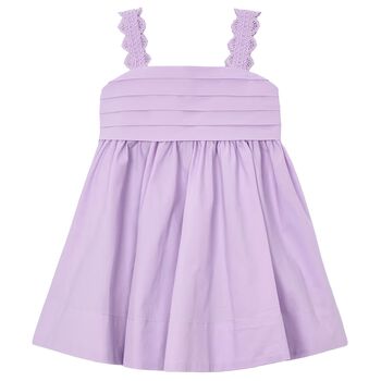 Girls Lilac Pleated Satin Dress