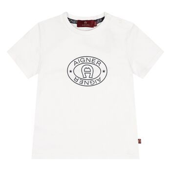 Younger Boys White Logo T-Shirt