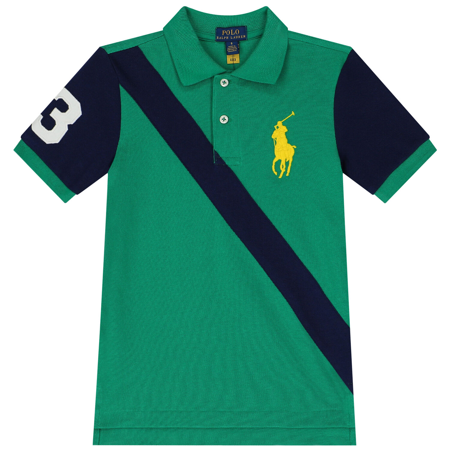 Ralph Lauren Boys Green Navy Blue Logo Polo Shirt Junior Couture
