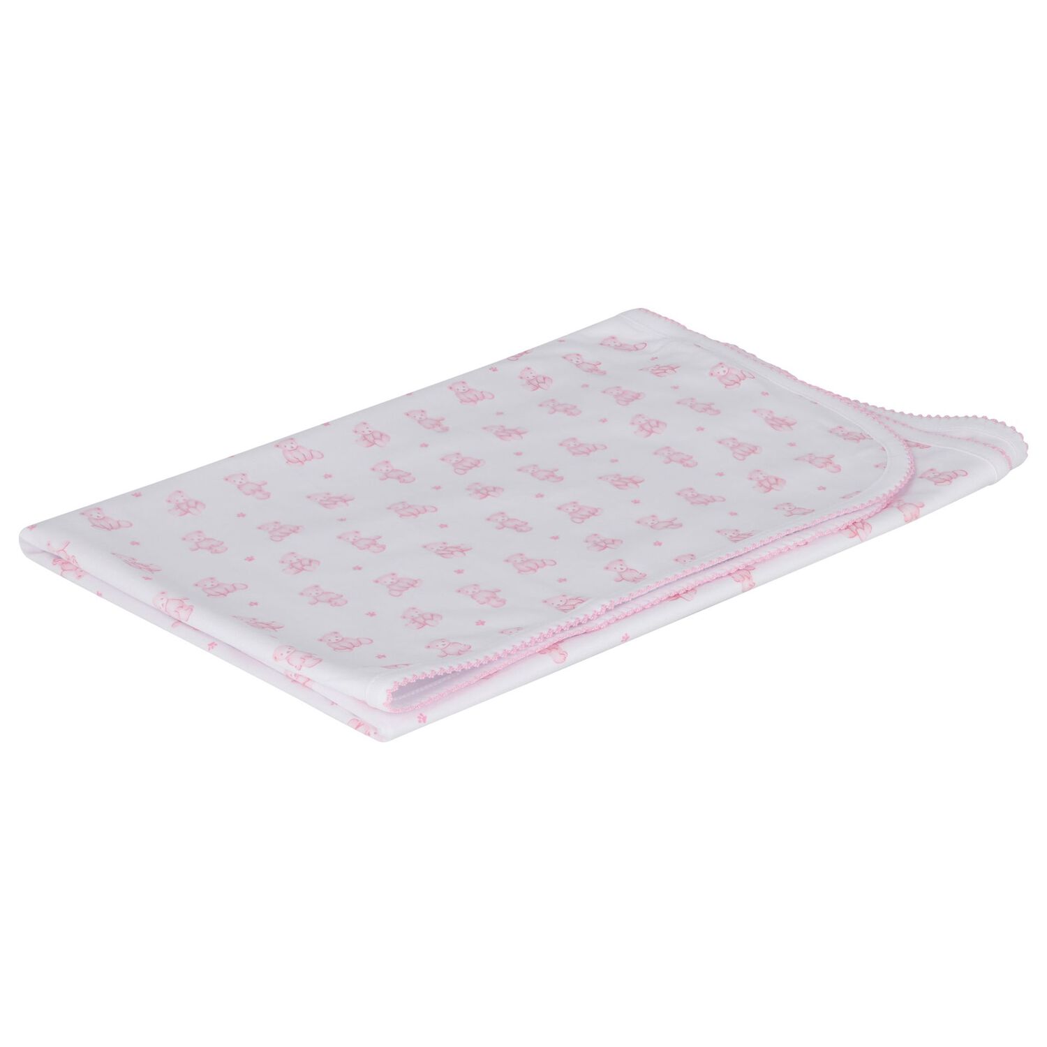 Baby Girls White & Pink Teddy Bear Time Blanket, 1, hi-res