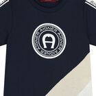 Younger Boys Navy Blue Logo T-Shirt, 3, hi-res