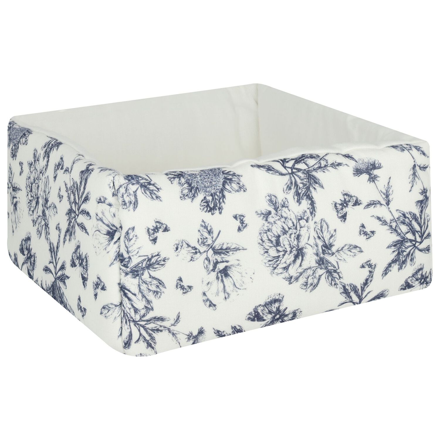 Ivory & Navy Blue Toile De Jouy Baby Accessory Basket, 1, hi-res