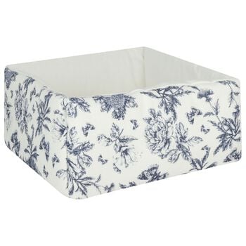Ivory & Navy Blue Toile De Jouy Baby Accessory Basket