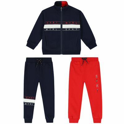 Boys Red & Navy 3 Piece Tracksuit