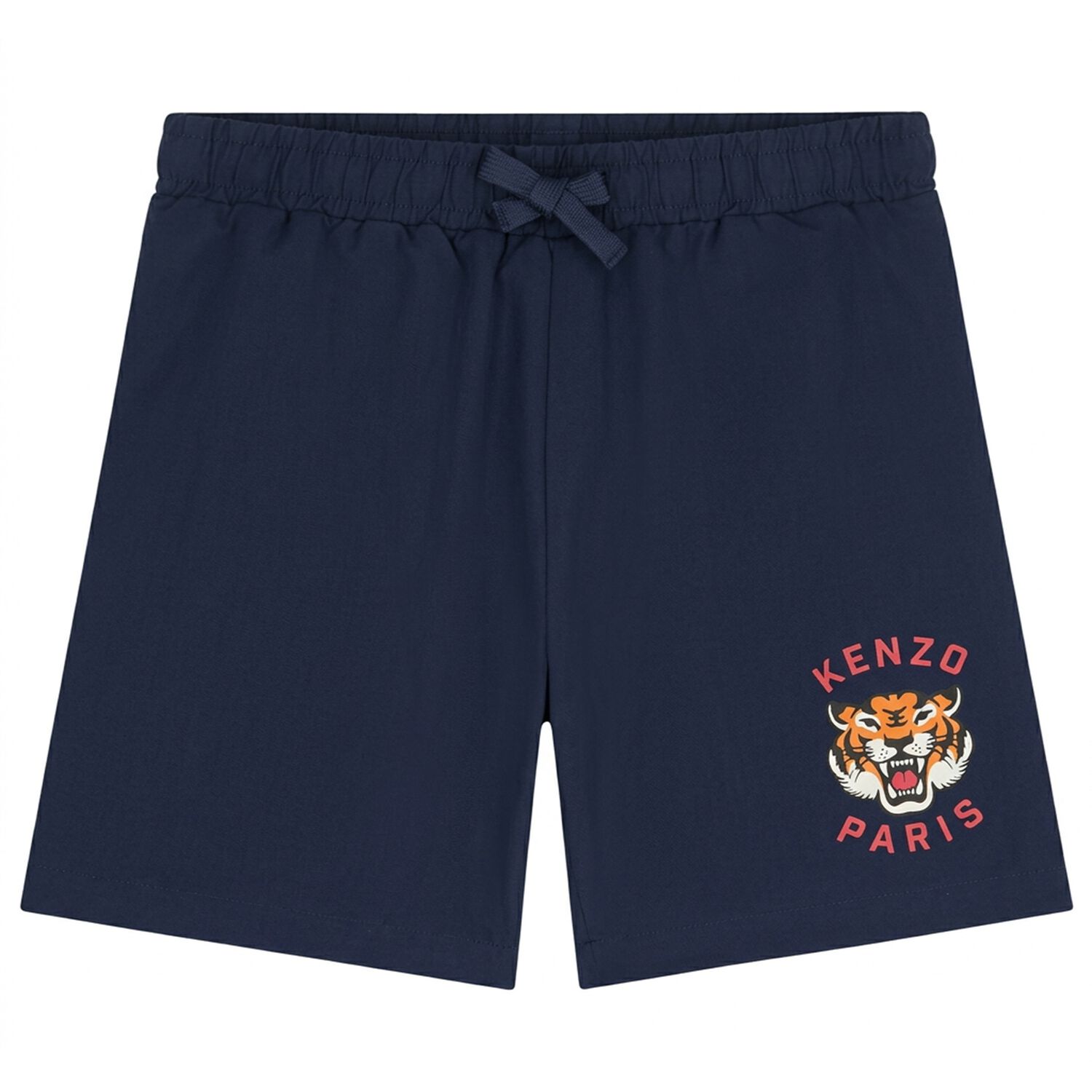 Boys Navy Blue Tiger Logo Swim Shorts, 1, hi-res