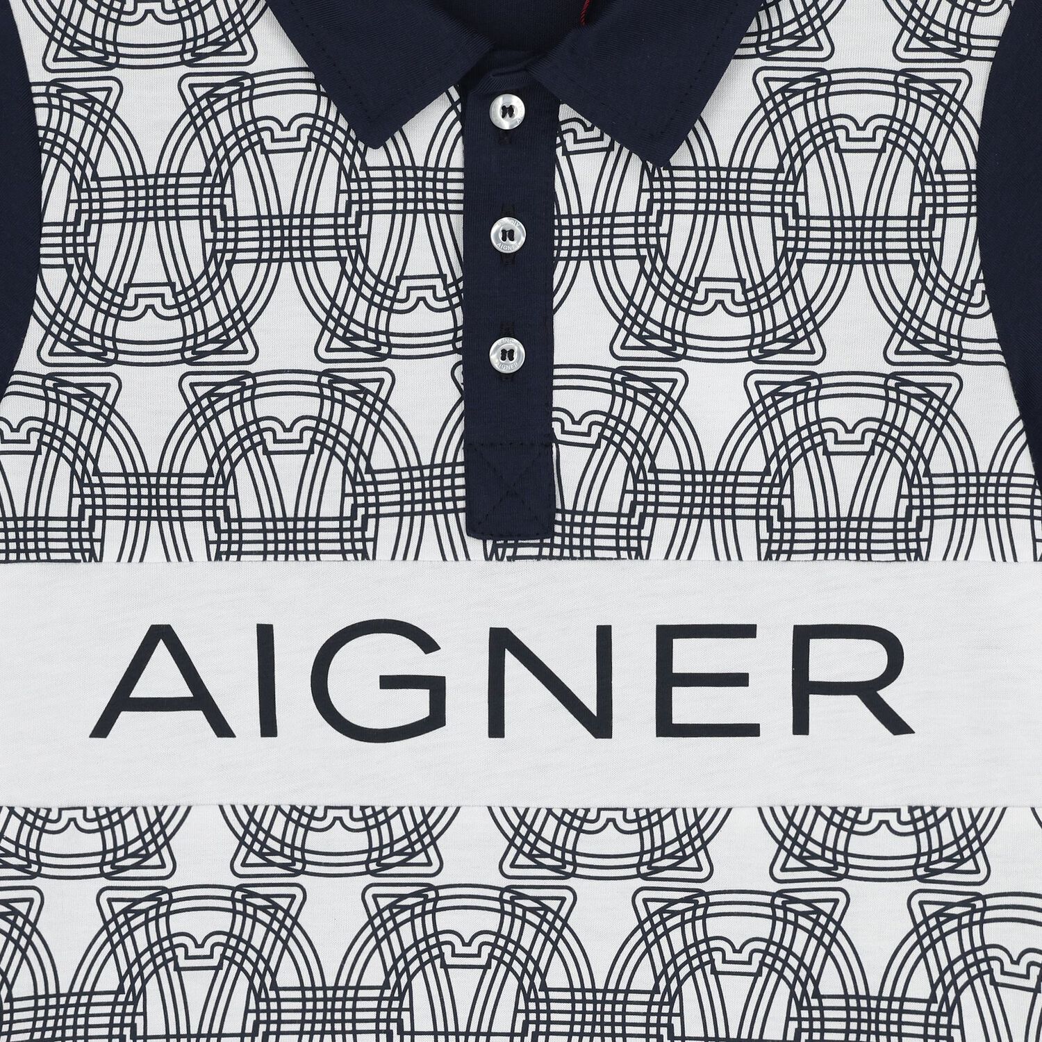 Boys White & Navy Blue Logo Polo Shirt, 1, hi-res