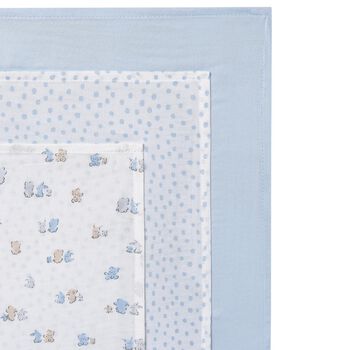 Baby Boys White & Blue Muslin Swaddles (3-Pack)
