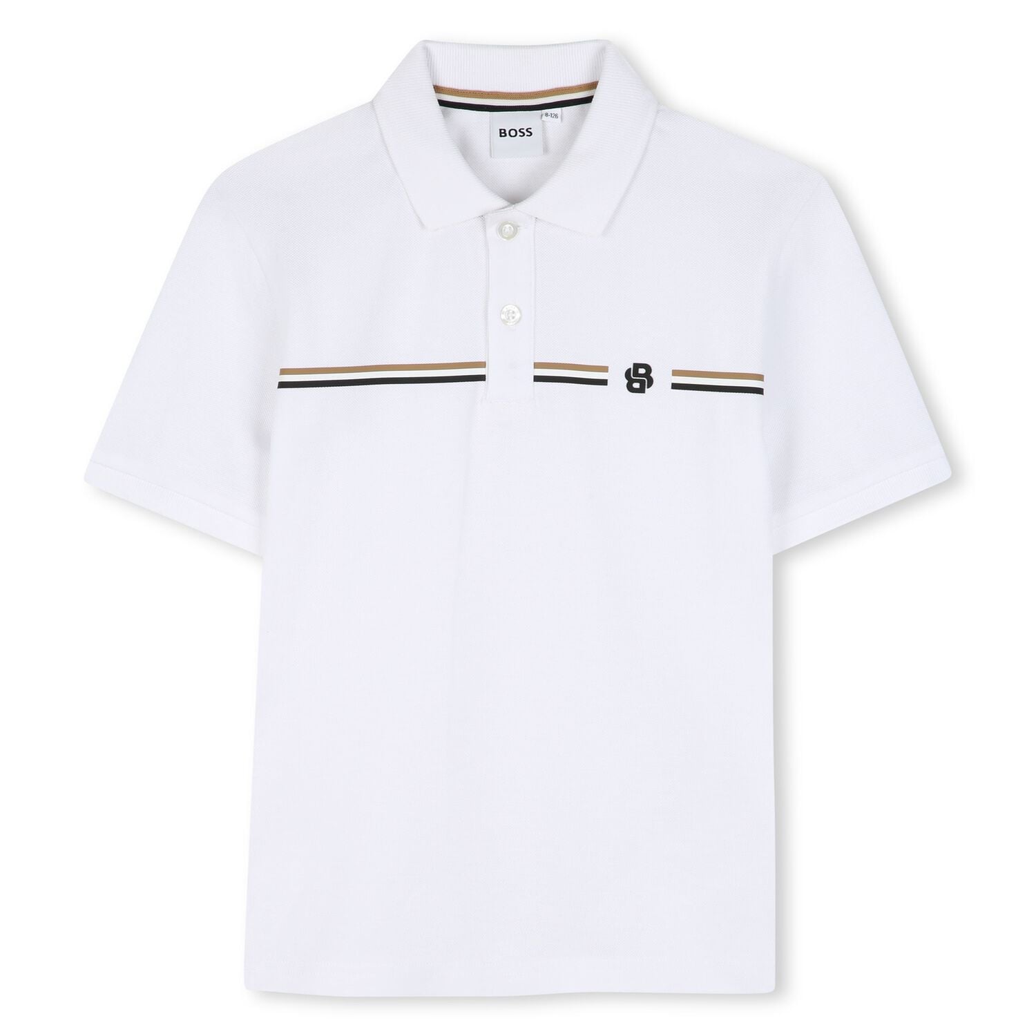 Boys White Logo Polo Shirt, 2, hi-res
