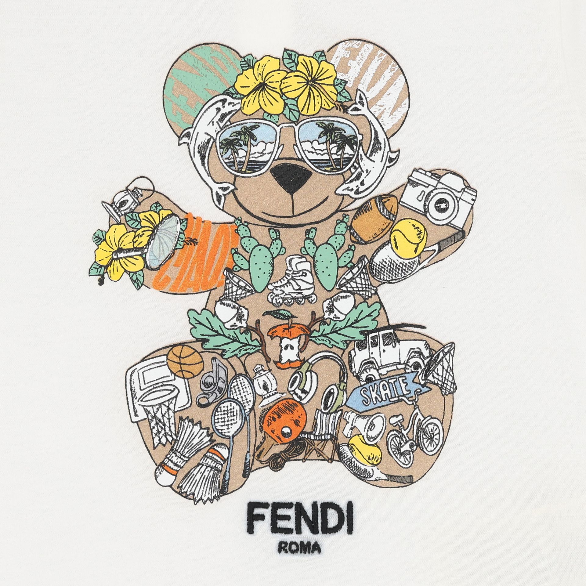 Fendi Younger Boys Ivory Teddy Bear T-Shirt | Junior Couture USA