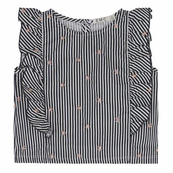 Girls Black & White Striped Top
