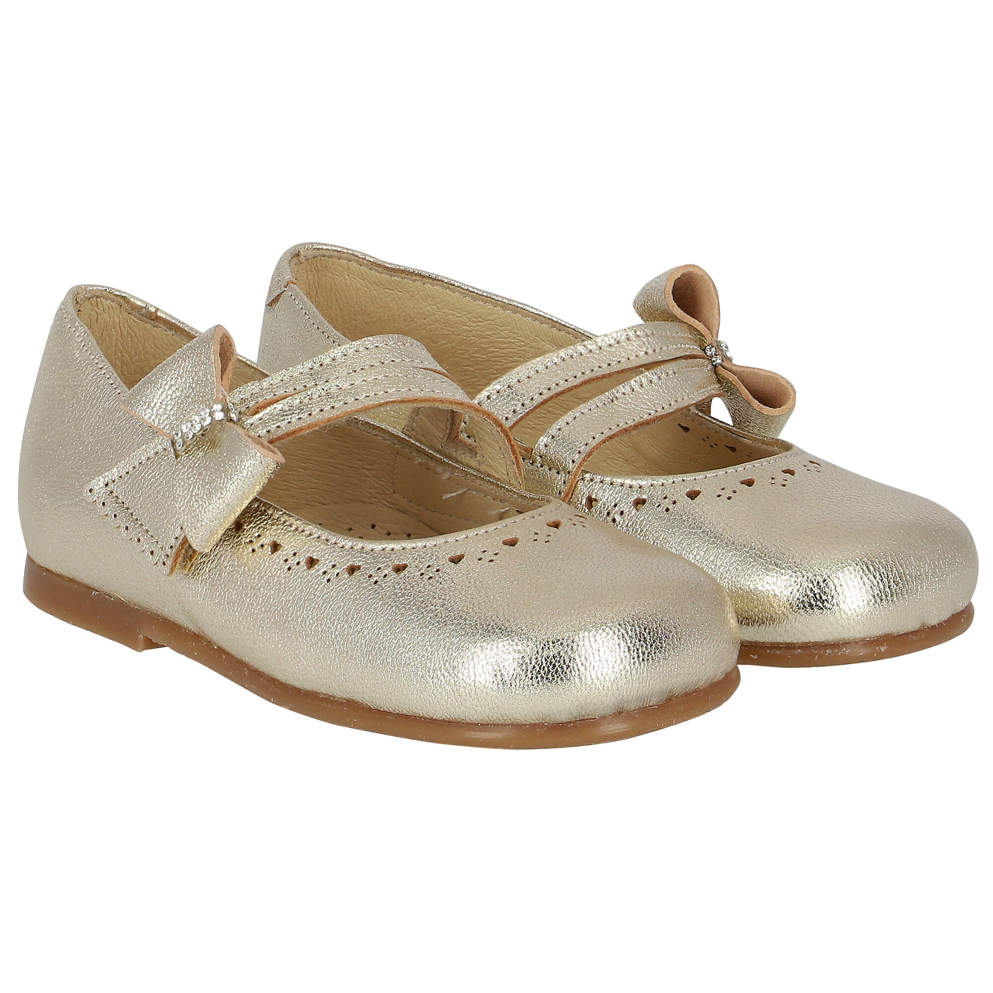 Early Days Baby Girls Gold Embellished Bow Shoes Junior Couture