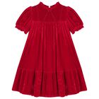 Girls Red Bow Velvet Dress, 1, hi-res