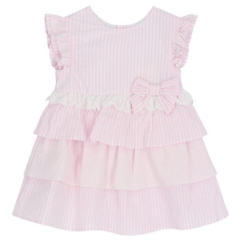 Younger Girls Pink & White Striped Dress