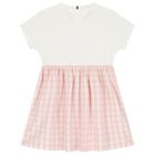 Girls Ivory & Pink Logo Dress, 1, hi-res