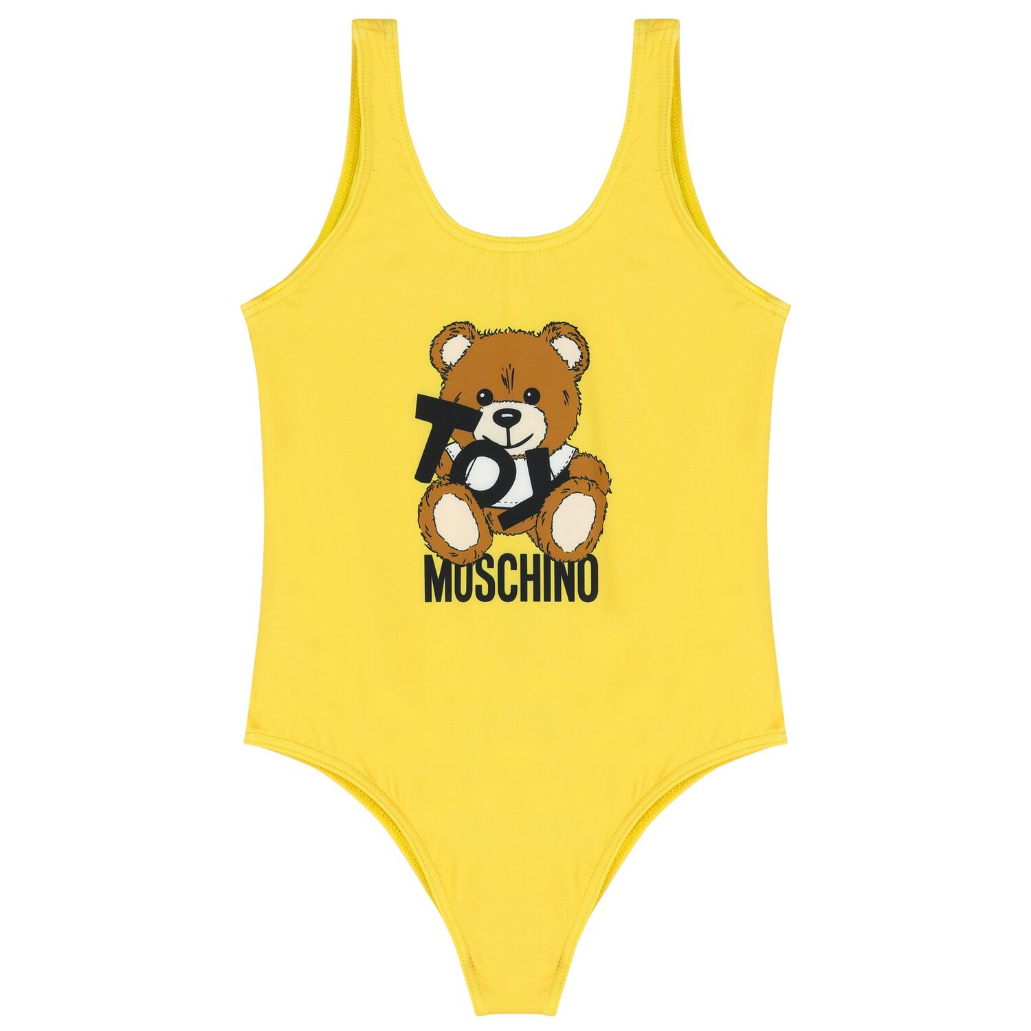 Girls Yellow Teddy Bear Logo Swimsuit, 2, hi-res