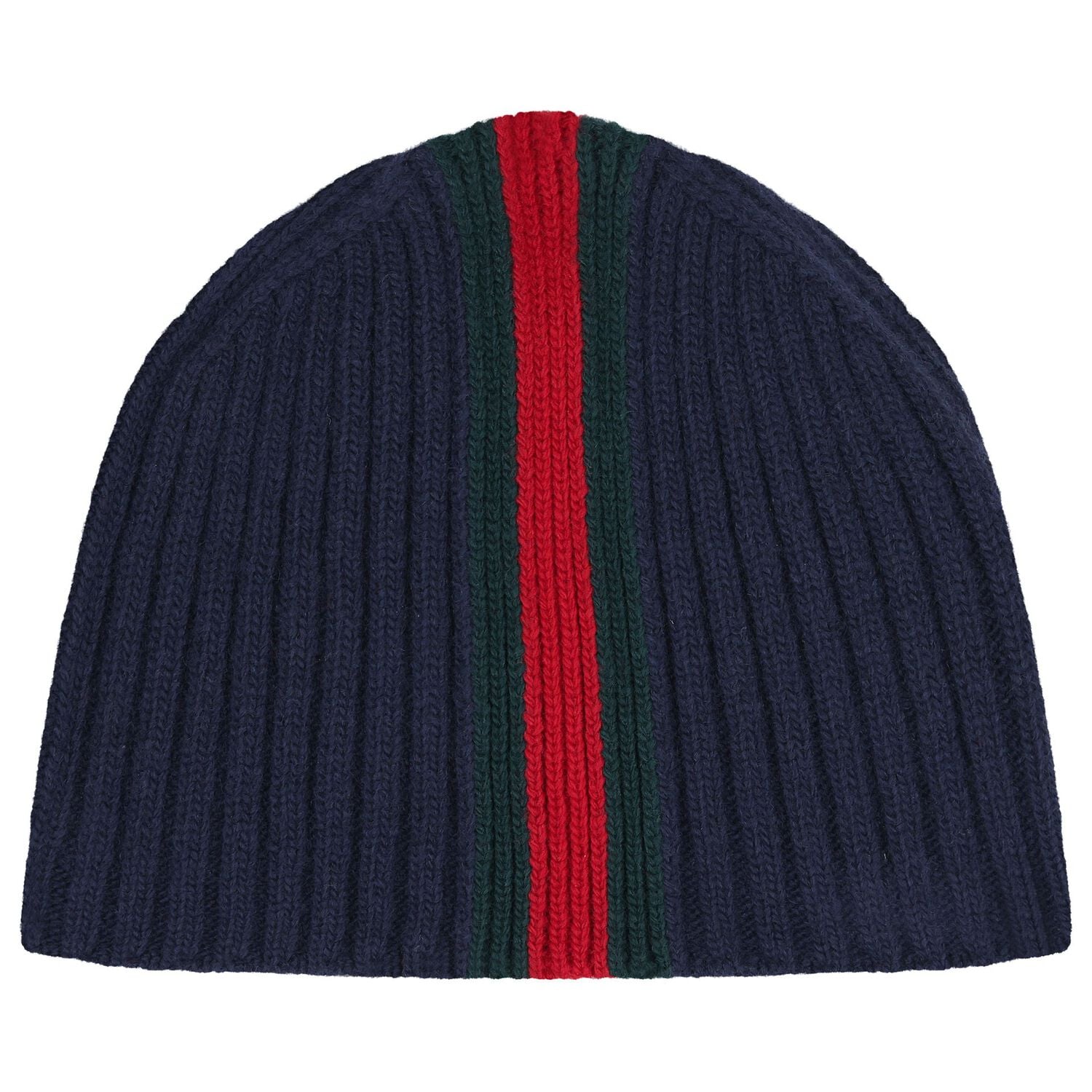 Navy Blue Web Striped Knitted Baby Hat, 1, hi-res