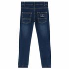 Boys Blue Denim Logo Jeans, 1, hi-res