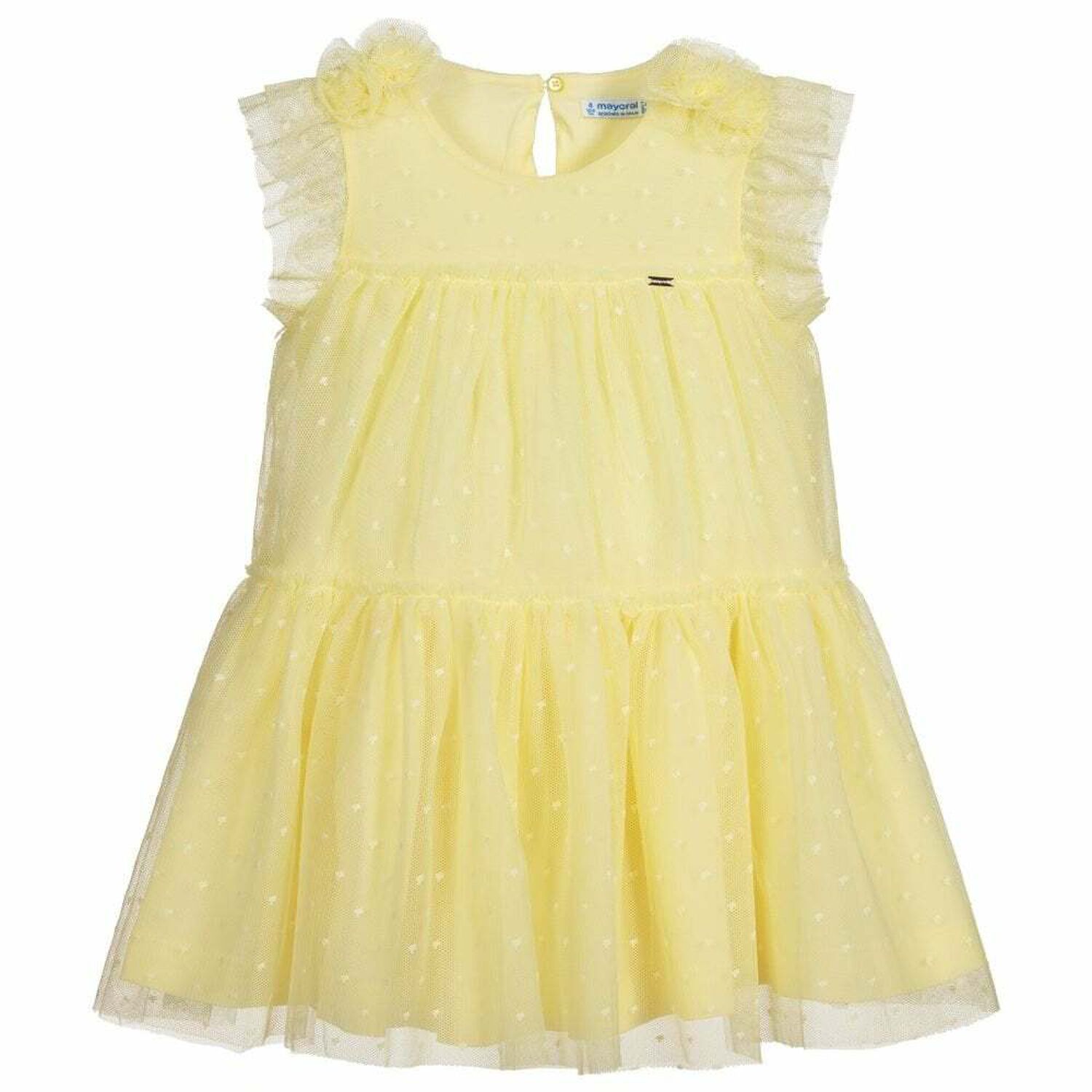 Girls Yellow Tulle Dress, 1, hi-res
