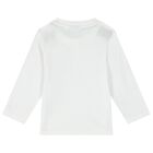 Younger Boys White Logo Long Sleeve Top, 2, hi-res