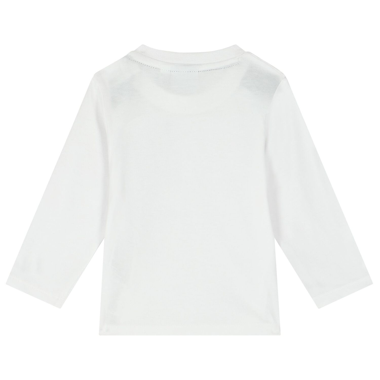 Younger Boys White Logo Long Sleeve Top, 2, hi-res