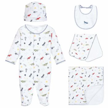 Baby Boys White Printed Gift Set