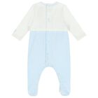 Baby Boys White & Blue Embroidered Babygrow Set, 1, hi-res
