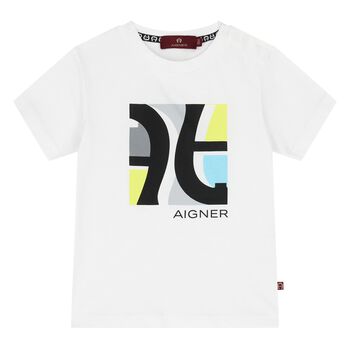 Younger Boys White Logo T-Shirt