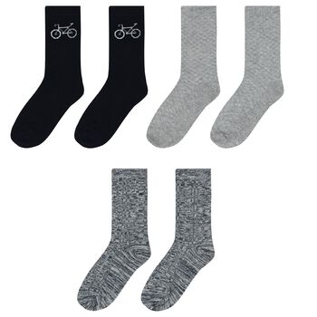 Boys Navy Blue & Grey Socks (3 Pack)