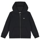 Black Logo Hooded Zip Up Top, 1, hi-res