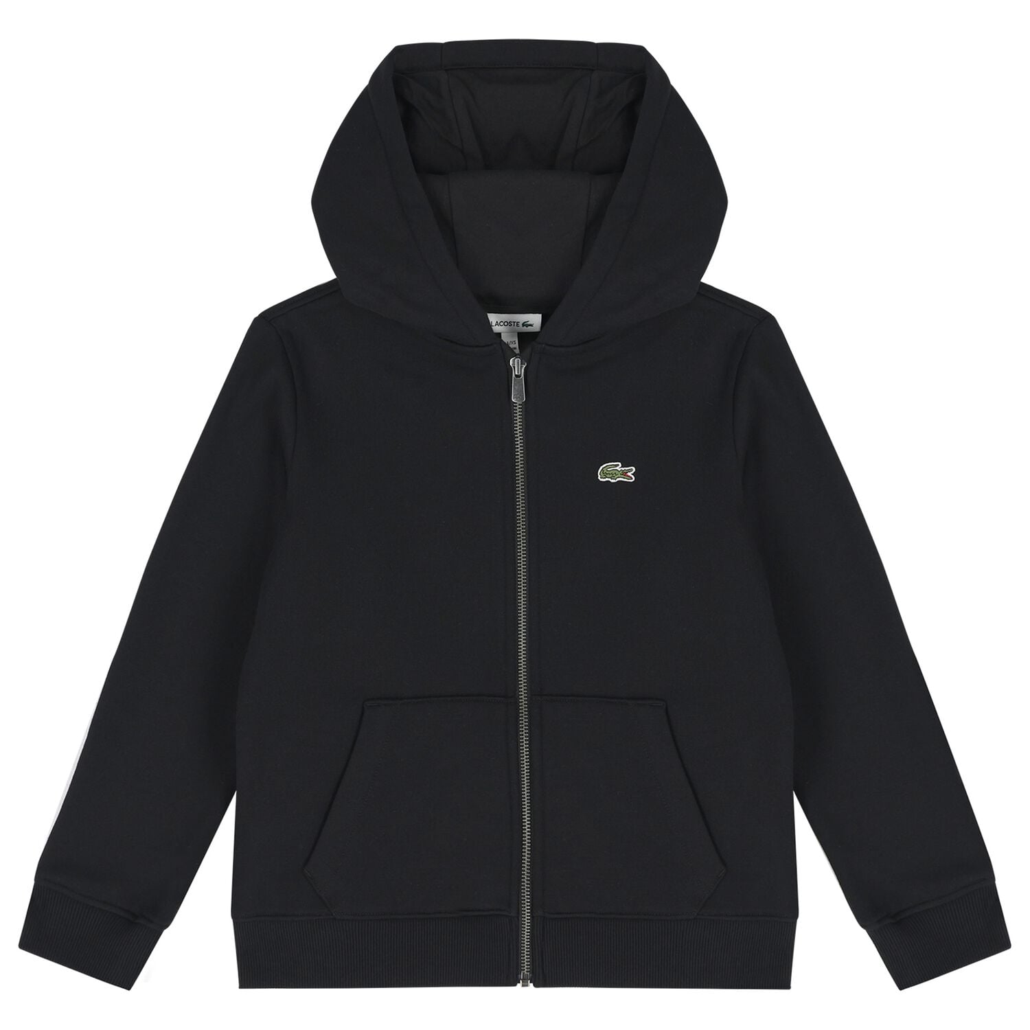 Black Logo Hooded Zip Up Top, 1, hi-res