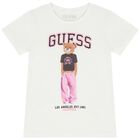 Girls White Teddy Bear Logo T-Shirt, 1, hi-res
