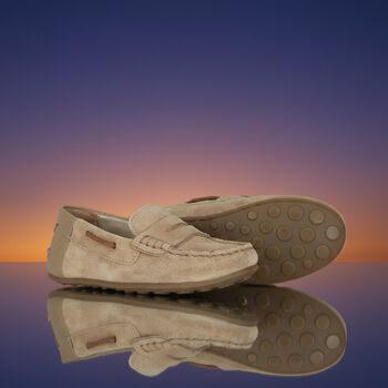 Boys Beige Suede Leather Moccasins