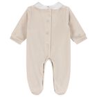 Baby Boys White & Beige Dot Babygrow, 1, hi-res