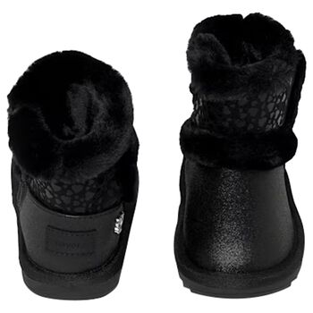 Younger Girls Black Faux Leather Boots