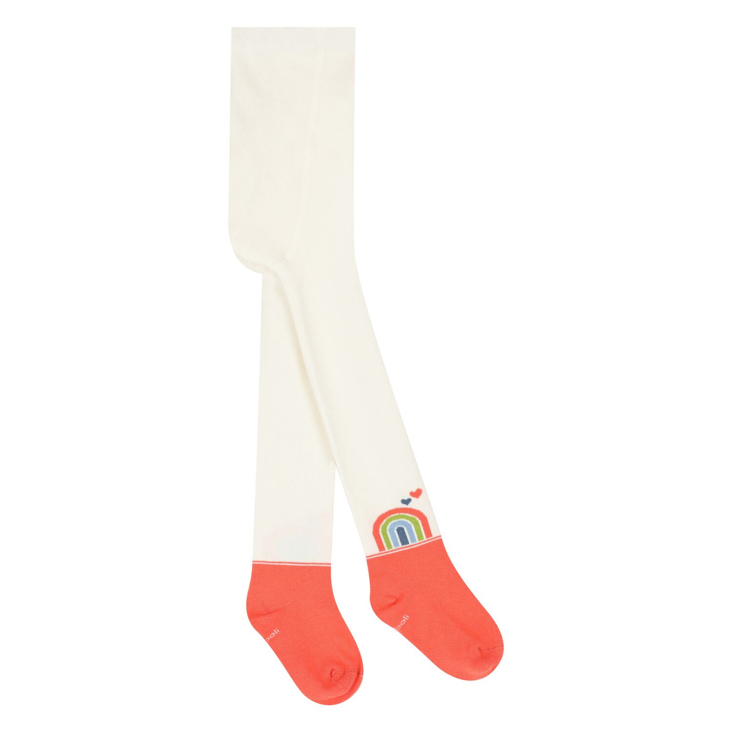 Younger Girls Ivory & Pink Logo Tights, 1, hi-res image number null