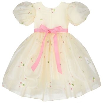 Girls Ivory Embroidered Floral Dress
