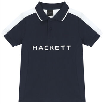 Boys Navy Blue & White Logo Polo Shirt