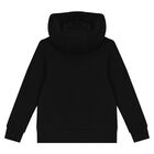 Boys Black Logo Hooded Top, 1, hi-res