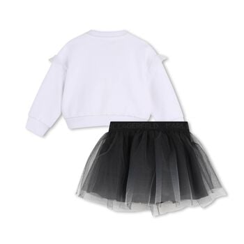 Girls White & Black Tulle Skirt