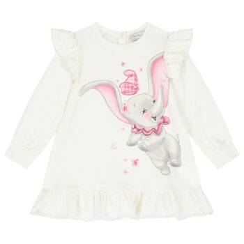 Younger Girls Ivory Disney Sweatshirt Dress