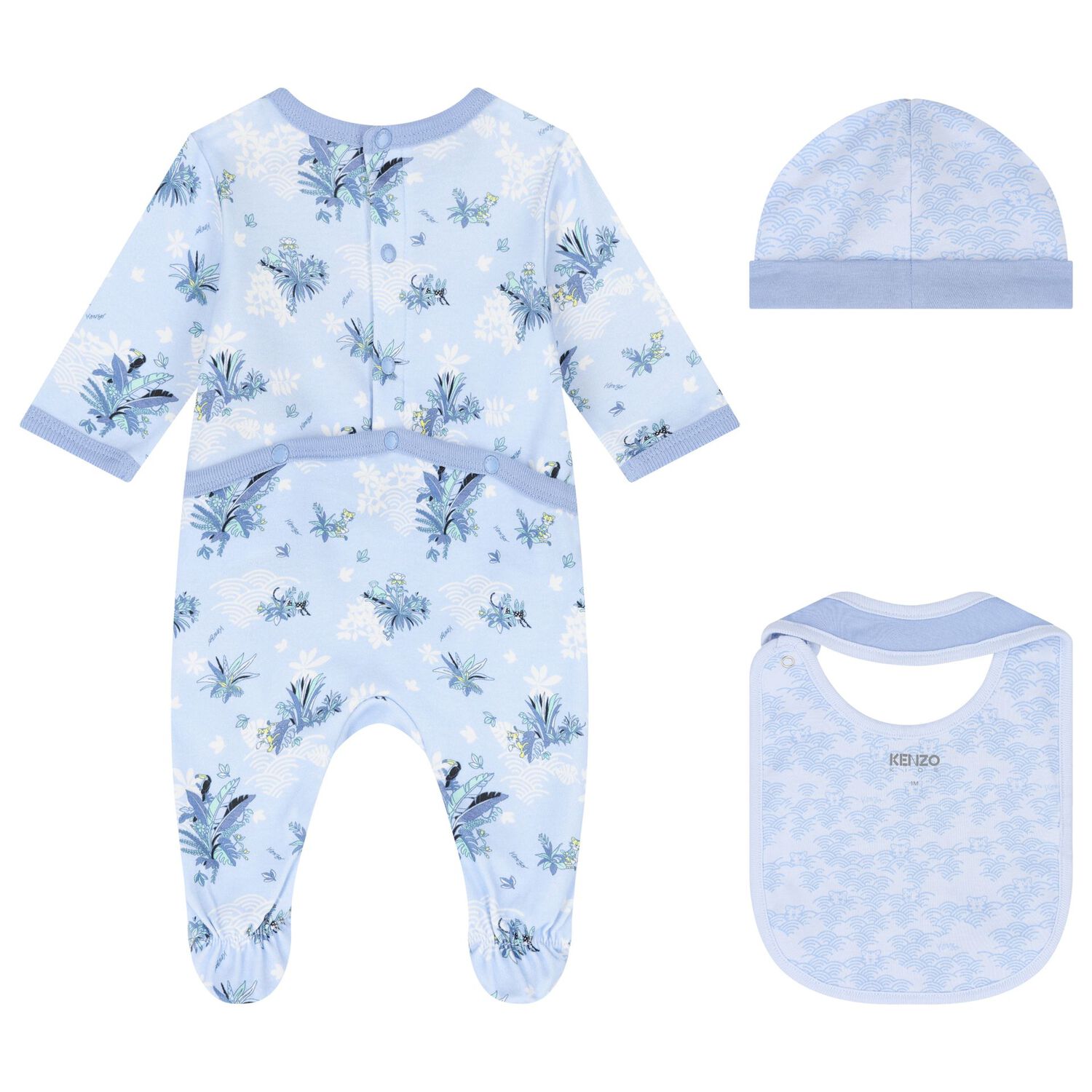 Baby Boys Blue Logo Babygrow Gift Set, 1, hi-res