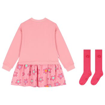 Girls Pink Floral Dress Set