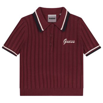 Girls Burgundy Logo Knitted Top