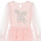 Girls Pink Embellished Tulle Dress, 1, hi-res