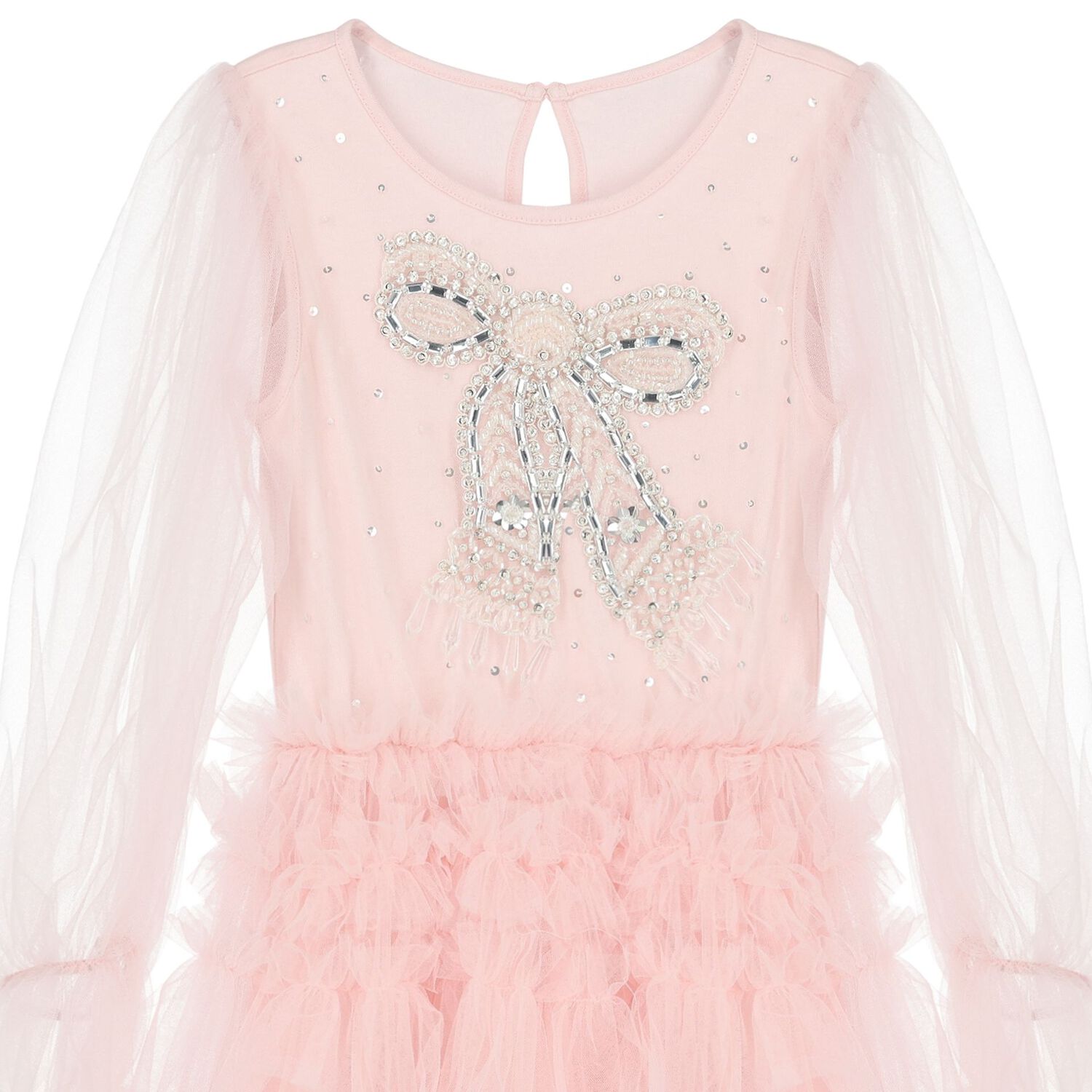 Girls Pink Embellished Tulle Dress, 1, hi-res