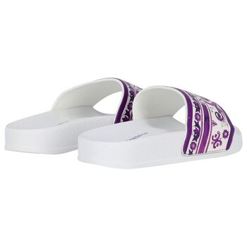 Girls White & Purple Majolica Sliders
